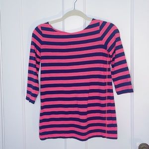 Lilly Pulitzer 3/4 Sleeve Pink Navy Stripe Shirt